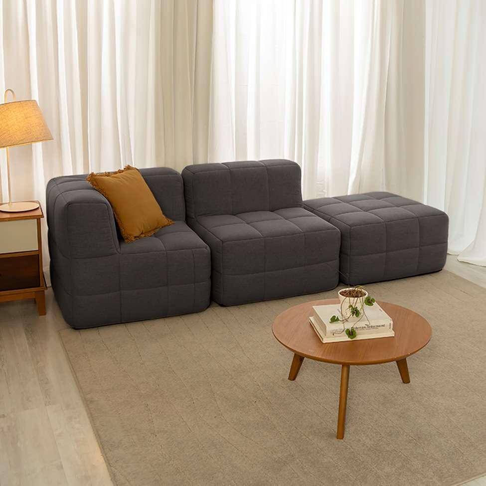 Sofá Guldi Popup com Módulo Canto Central e Puff Linho Grafite - 1