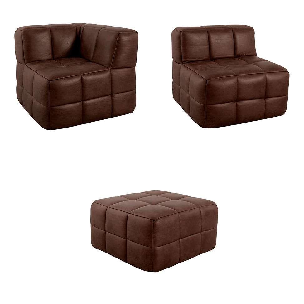 Sofá Guldi Popup com  Módulo Canto Central e Puff Corino Café - 4
