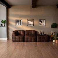 Sofá Guldi Popup com  Módulo Canto Central e Puff Corino Café - 1