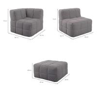 Sofá Guldi Popup com Módulo Canto Central e Puff Linho Cinza - 3