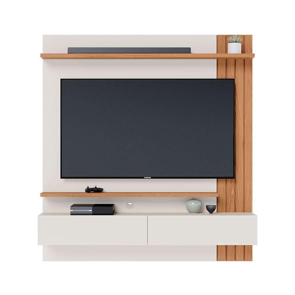 Painel de TV até 65 Polegadas Juriti Off White e Freijó - 4