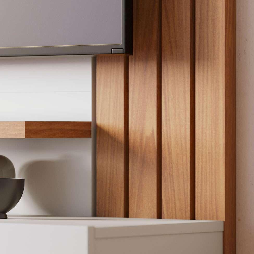 Painel de TV até 65 Polegadas Juriti Off White e Freijó - 7