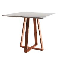 Conjunto de Mesa de Jantar com Tampo Branco e 4 Cadeiras Mônaco Veludo Bege e Cobre