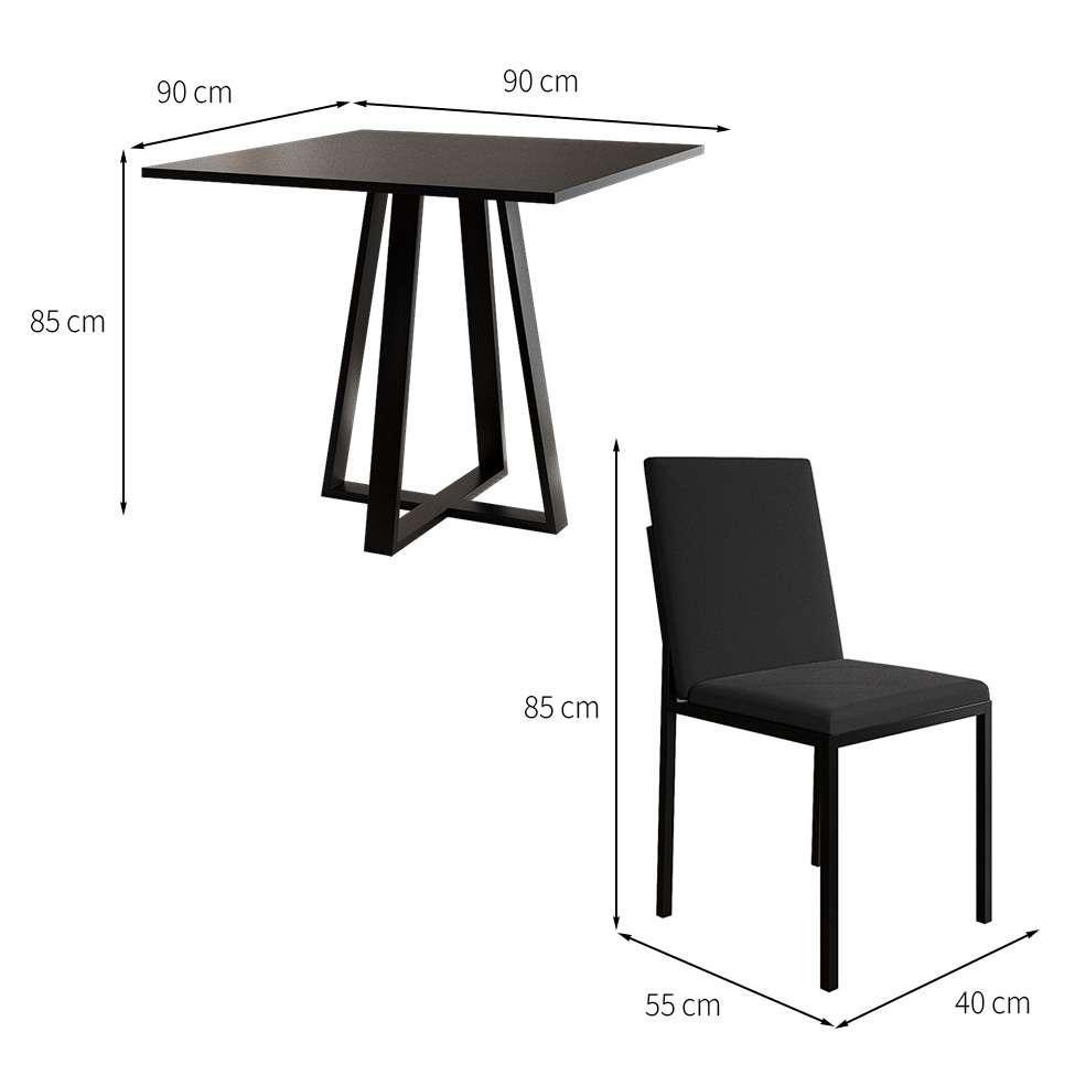 Conjunto de Mesa de Jantar com 4 Cadeiras Mônaco Veludo Preto - 3