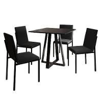 Conjunto de Mesa de Jantar com 4 Cadeiras Mônaco Veludo Preto - 2