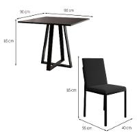 Conjunto de Mesa de Jantar com 4 Cadeiras Mônaco Veludo Preto - 3