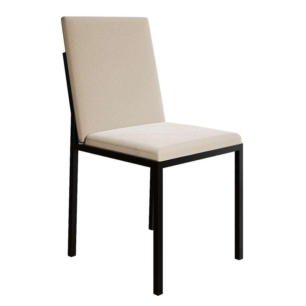 Conjunto de Mesa de Jantar com 4 Cadeiras Mônaco Veludo Bege e Preto - 5