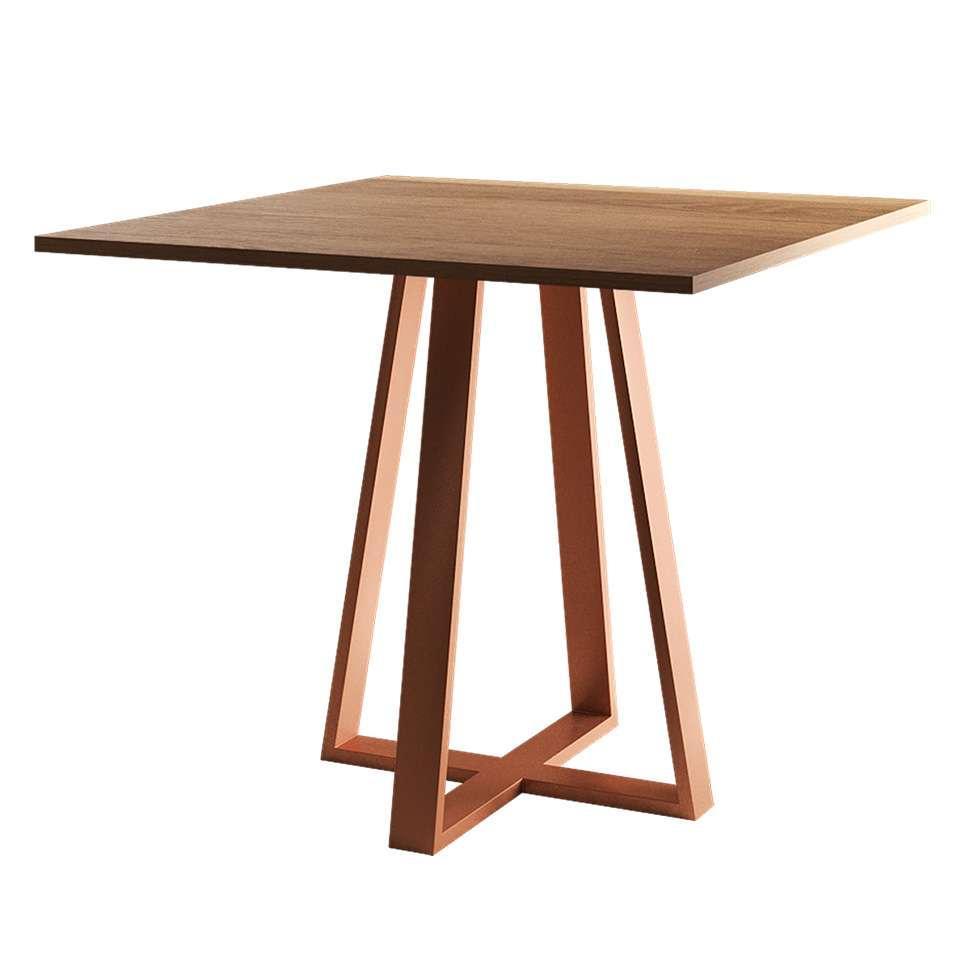 Conjunto de Mesa de Jantar com Tampo Imbuia e 4 Cadeiras Mônaco Veludo Marrom e Cobre - 4