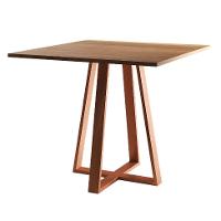 Conjunto de Mesa de Jantar com Tampo Imbuia e 4 Cadeiras Mônaco Veludo Marrom e Cobre
