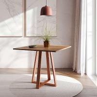Conjunto de Mesa de Jantar com Tampo Imbuia e 4 Cadeiras Mônaco Veludo Marrom e Cobre - 6