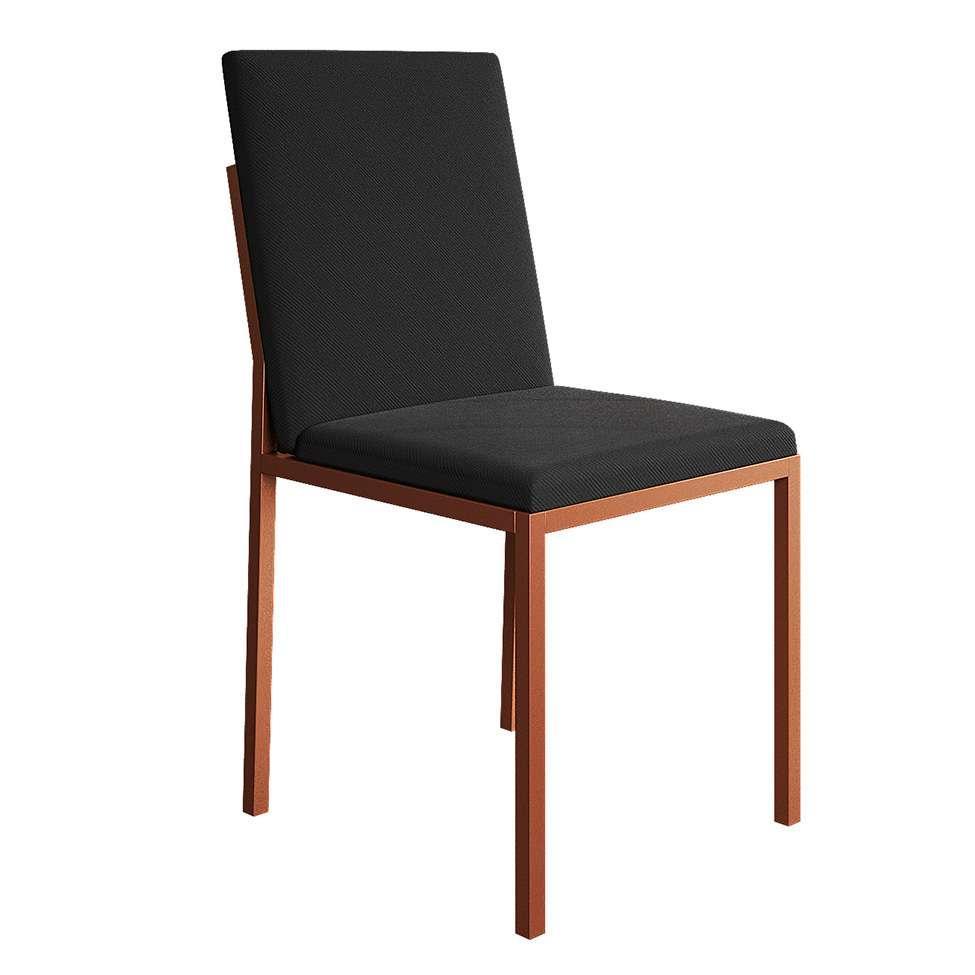 Conjunto de Mesa de Jantar com 4 Cadeiras Mônaco Veludo Preto e Cobre - 5