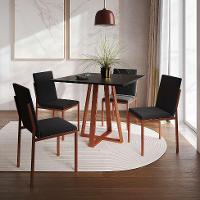 Conjunto de Mesa de Jantar com 4 Cadeiras Mônaco Veludo Preto e Cobre - 2