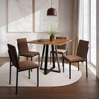 Conjunto de Mesa de Jantar com Tampo Imbuia e 4 Cadeiras Mônaco Veludo Marrom e Preto - 2