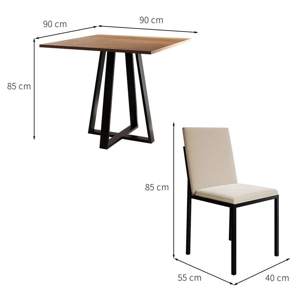 Conjunto de Mesa de Jantar com Tampo Imbuia e 4 Cadeiras Mônaco Veludo Bege e Preto - 3