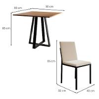 Conjunto de Mesa de Jantar com Tampo Imbuia e 4 Cadeiras Mônaco Veludo Bege e Preto - 3