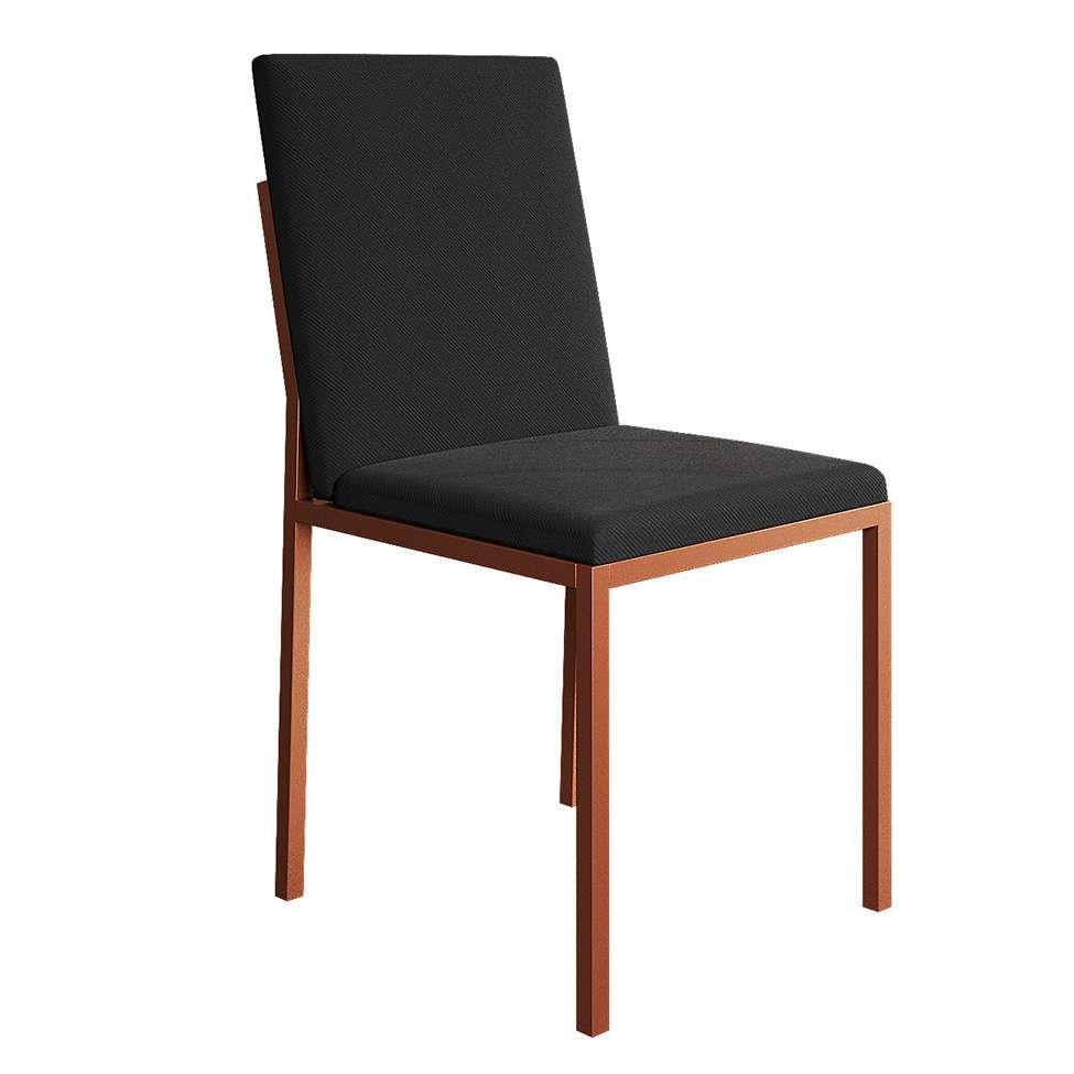 Conjunto de Mesa de Jantar com Tampo Imbuia e 4 Cadeiras Mônaco Veludo Preto e Cobre - 5