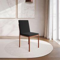 Conjunto de Mesa de Jantar com Tampo Imbuia e 4 Cadeiras Mônaco Veludo Preto e Cobre - 7