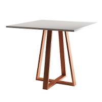 Conjunto de Mesa de Jantar com Tampo Branco e 4 Cadeiras Mônaco Veludo Preto e Cobre