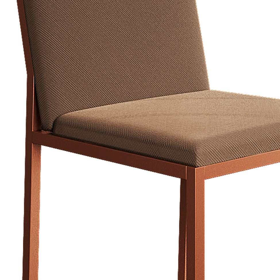 Conjunto de Mesa de Jantar com Tampo Branco e 4 Cadeiras Mônaco Veludo Marrom e Cobre - 8