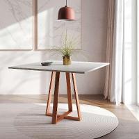 Conjunto de Mesa de Jantar com Tampo Branco e 4 Cadeiras Mônaco Veludo Marrom e Cobre - 6