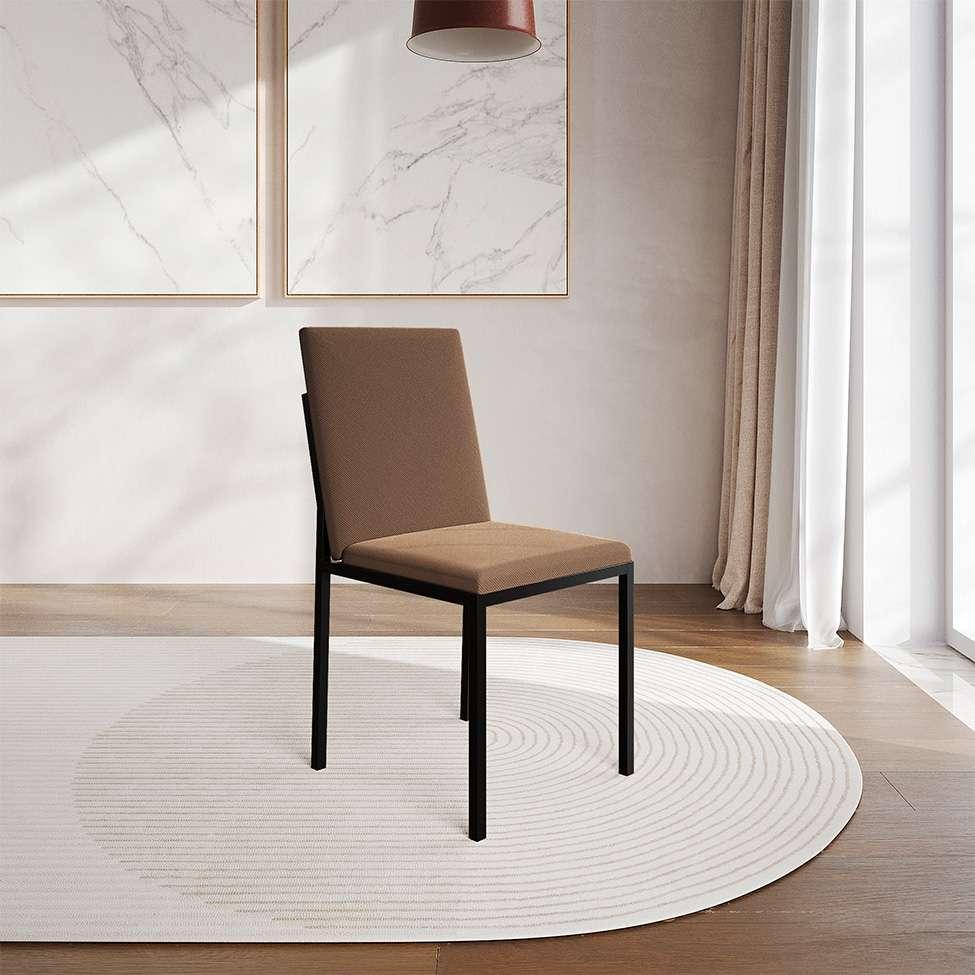 Conjunto de Mesa de Jantar com Tampo Branco e 4 Cadeiras Mônaco Veludo Marrom e Preto - 7