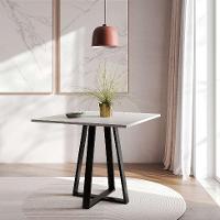 Conjunto de Mesa de Jantar com Tampo Branco e 4 Cadeiras Mônaco Veludo Marrom e Preto - 6