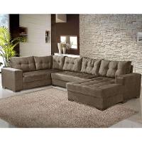 Sofá de Canto 6 Lugares com Chaise Direito Dijon Suede Amassado Marrom - 2