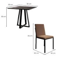 Conjunto de Mesa de Jantar com 4 Cadeiras Mônaco Veludo Marrom e Preto - 3