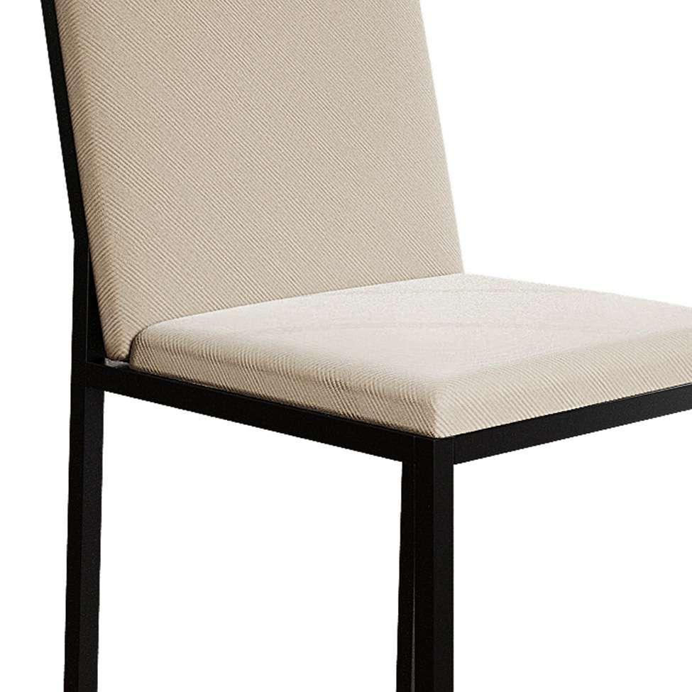 Conjunto de Mesa de Jantar com Tampo Branco e 4 Cadeiras Mônaco Veludo Bege e Preto - 8