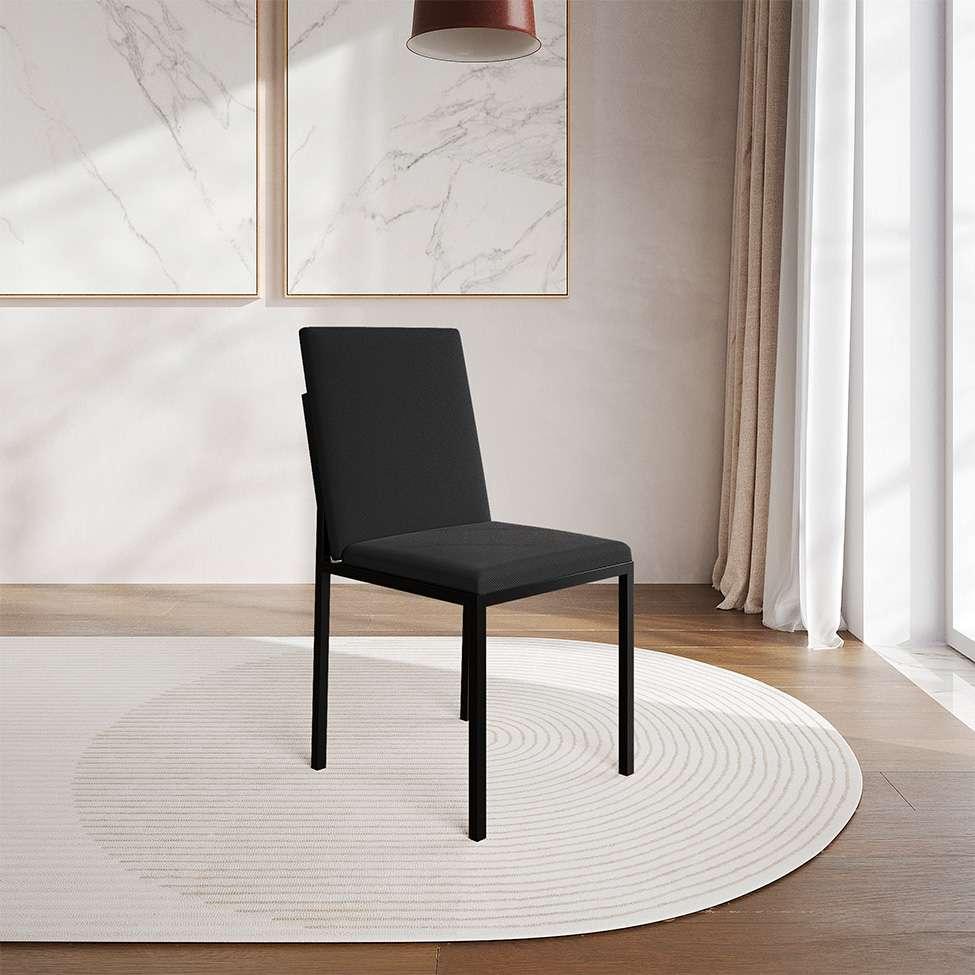 Conjunto de Mesa de Jantar com Tampo Branco e 4 Cadeiras Mônaco Veludo Preto - 7