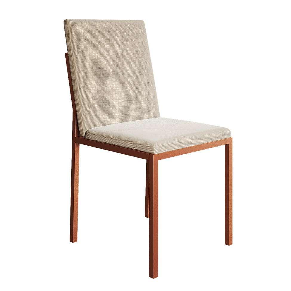 Conjunto de Mesa de Jantar com Tampo Imbuia e 4 Cadeiras Mônaco Veludo Bege e Cobre - 5