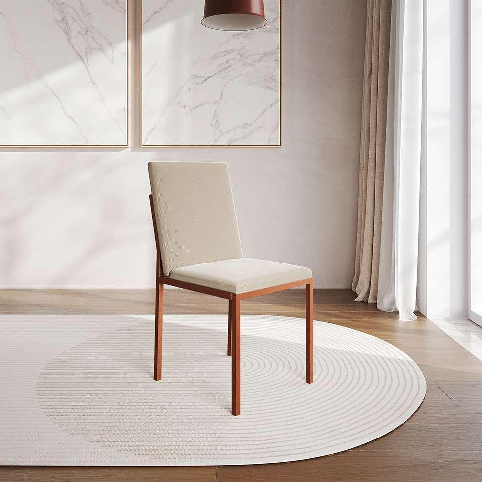 Conjunto de Mesa de Jantar com Tampo Imbuia e 4 Cadeiras Mônaco Veludo Bege e Cobre - 7