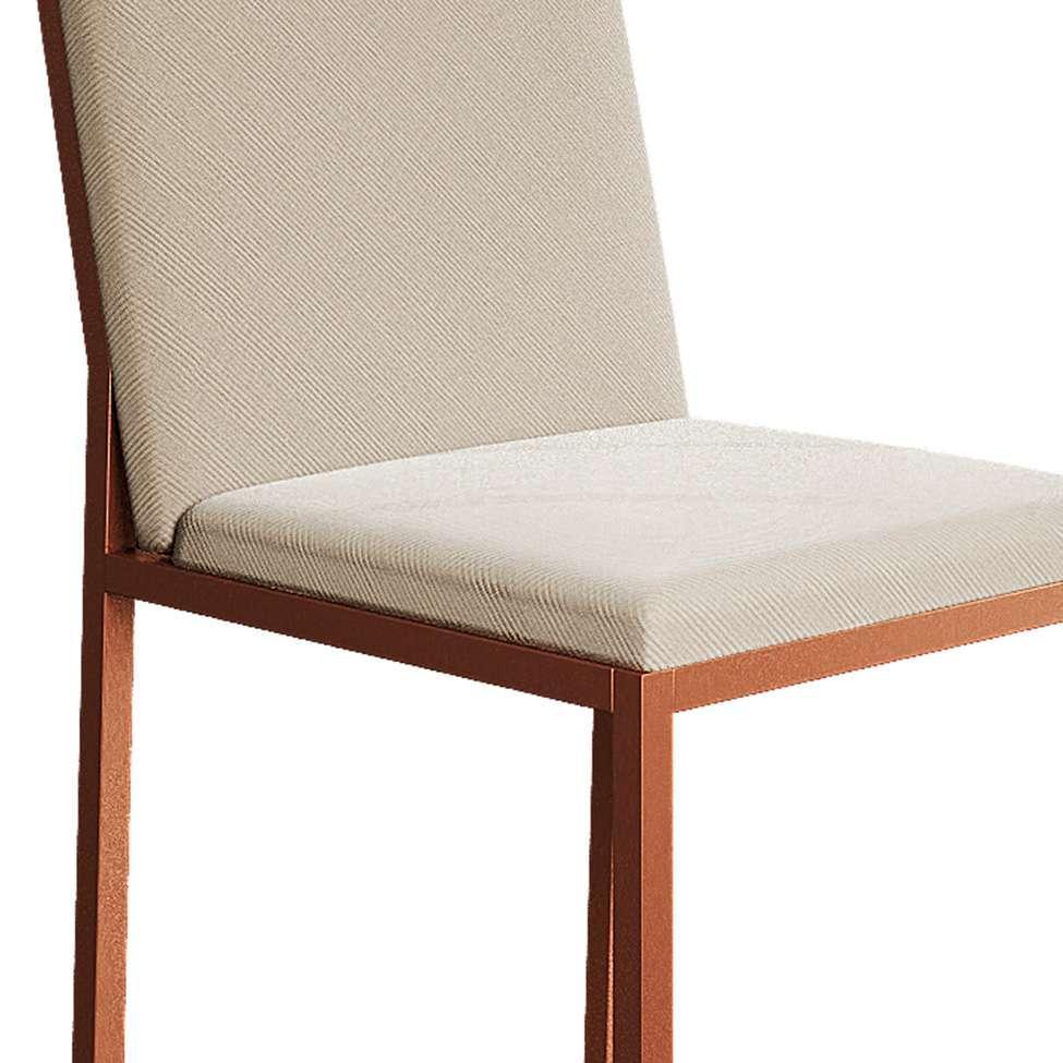 Conjunto de Mesa de Jantar com Tampo Imbuia e 4 Cadeiras Mônaco Veludo Bege e Cobre - 8