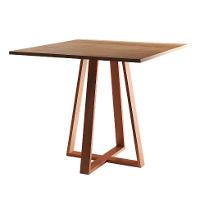 Conjunto de Mesa de Jantar com Tampo Imbuia e 4 Cadeiras Mônaco Veludo Bege e Cobre