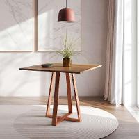 Conjunto de Mesa de Jantar com Tampo Imbuia e 4 Cadeiras Mônaco Veludo Bege e Cobre - 6