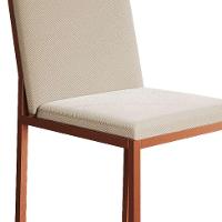 Conjunto de Mesa de Jantar com Tampo Imbuia e 4 Cadeiras Mônaco Veludo Bege e Cobre - 8