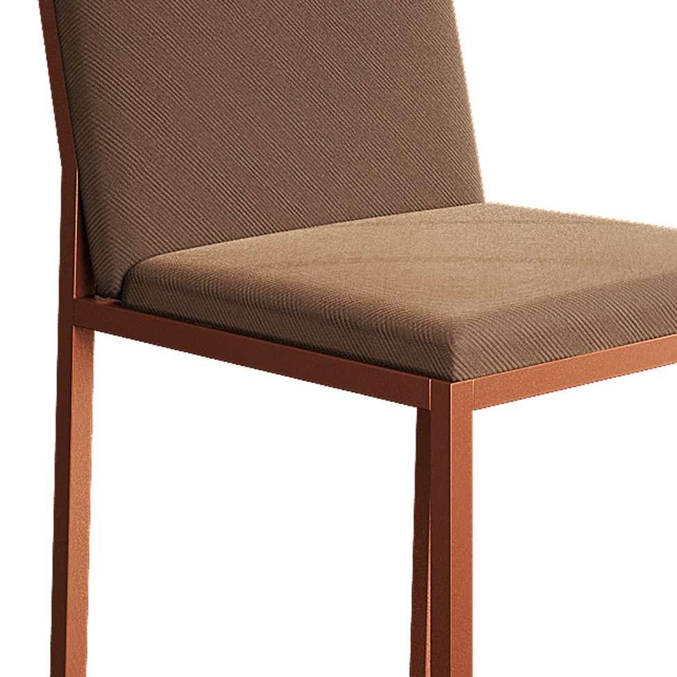 Conjunto de Mesa de Jantar com Tampo Preto e 4 Cadeiras Mônaco Veludo Marrom e Cobre - 8