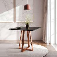 Conjunto de Mesa de Jantar com Tampo Preto e 4 Cadeiras Mônaco Veludo Marrom e Cobre - 6