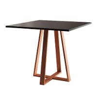 Conjunto de Mesa de Jantar com Tampo Preto e 4 Cadeiras Mônaco Veludo Bege e Cobre - 3