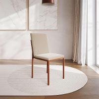 Conjunto de Mesa de Jantar com Tampo Preto e 4 Cadeiras Mônaco Veludo Bege e Cobre - 6