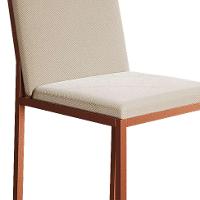 Conjunto de Mesa de Jantar com Tampo Preto e 4 Cadeiras Mônaco Veludo Bege e Cobre - 7