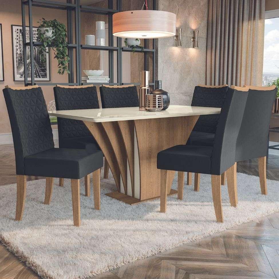 Tampo Retangular para Mesa de Jantar com Vidro Petúnia Off White 160 cm - 2