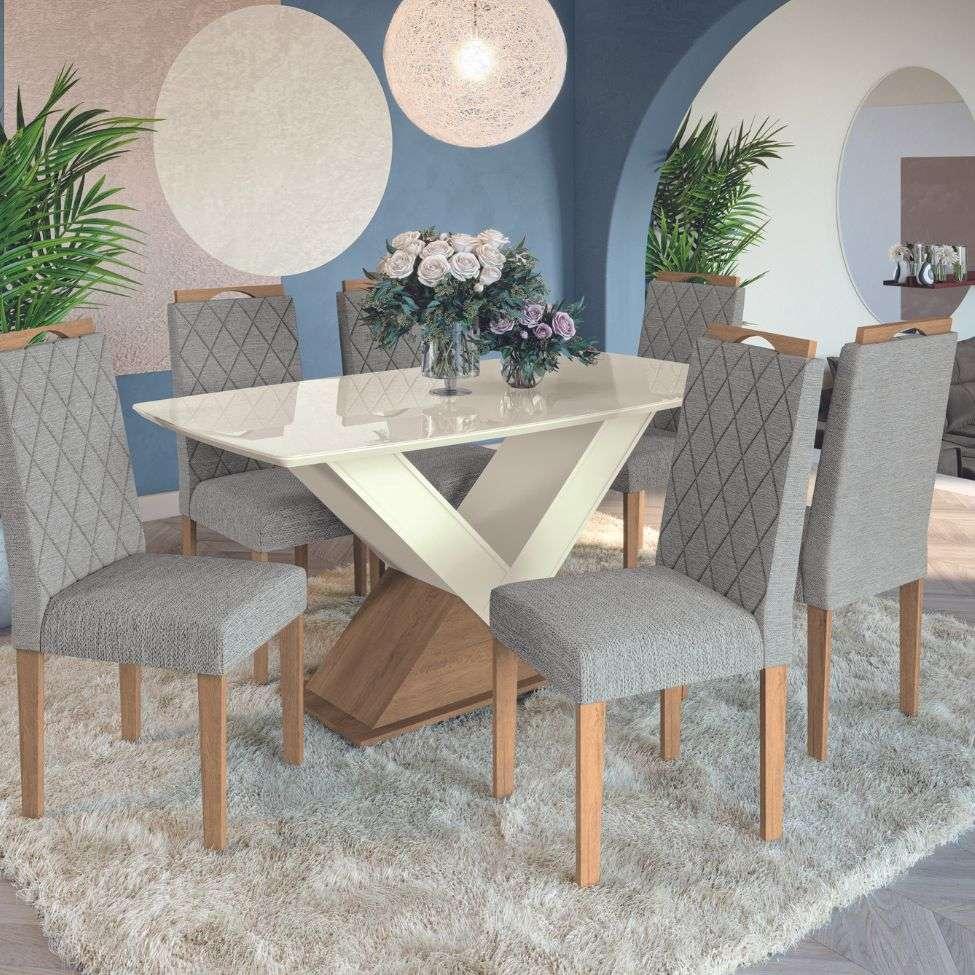 Tampo Retangular para Mesa de Jantar com Vidro Petúnia Off White 170 cm - 2