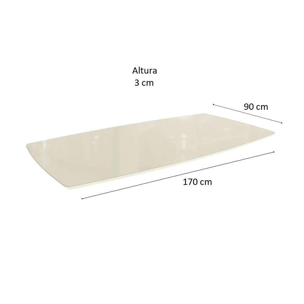 Tampo Retangular para Mesa de Jantar com Vidro Petúnia Off White 170 cm - 3