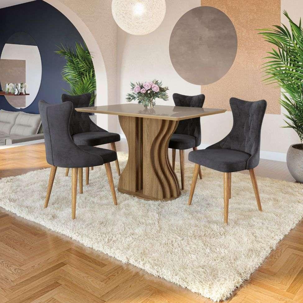 Tampo Retangular para Mesa de Jantar com Vidro Petúnia Bronze e Freijó 120 cm - 2