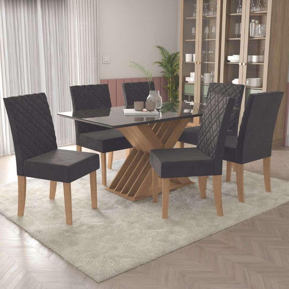 Tampo Retangular para Mesa de Jantar com Vidro Petúnia Preto 160 cm - 2