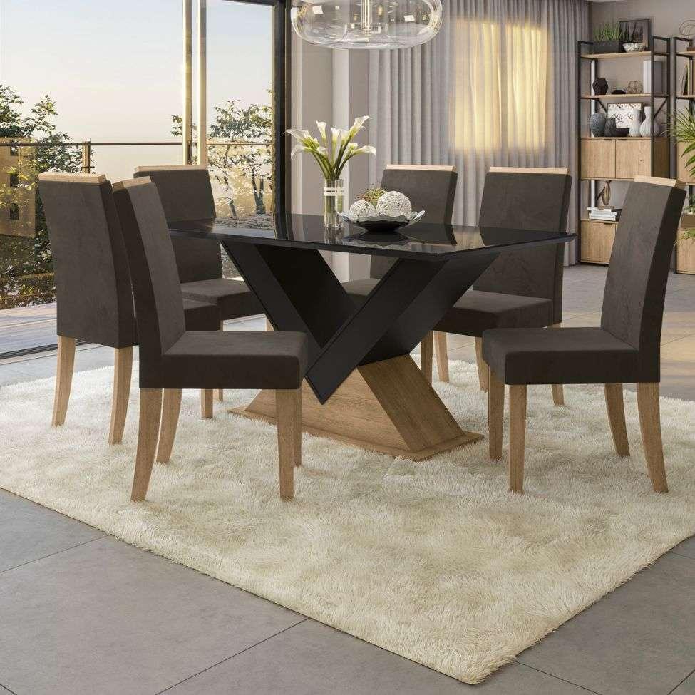 Tampo Retangular para Mesa de Jantar com Vidro Petúnia Preto 170 cm - 2