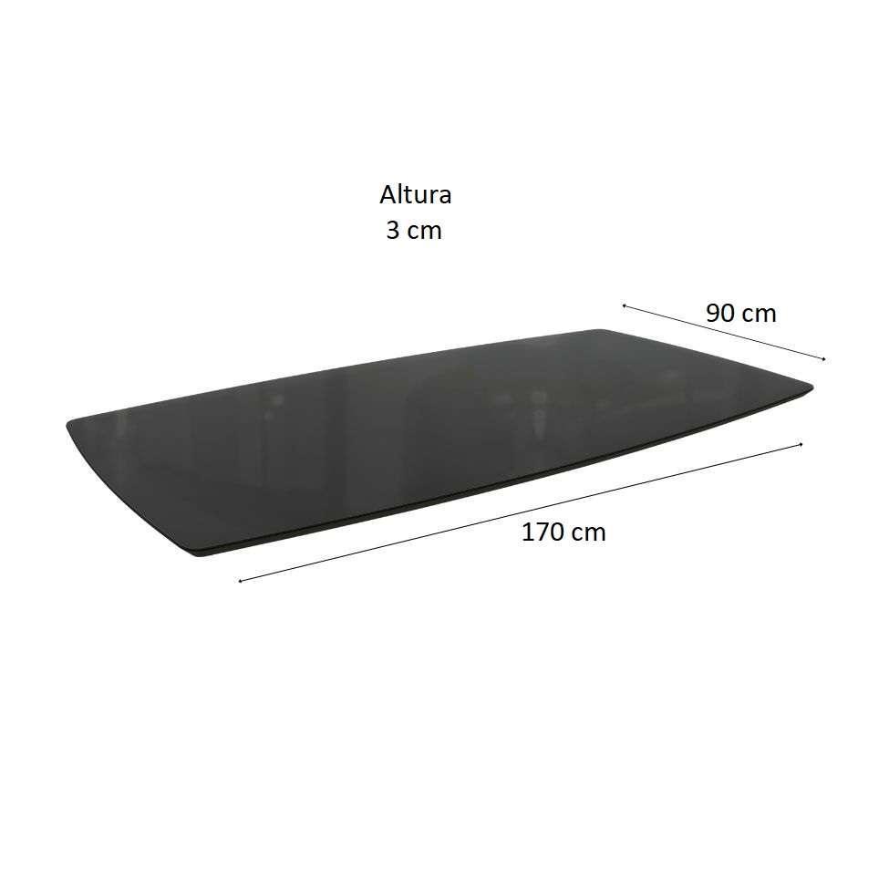 Tampo Retangular para Mesa de Jantar com Vidro Petúnia Preto 170 cm - 3