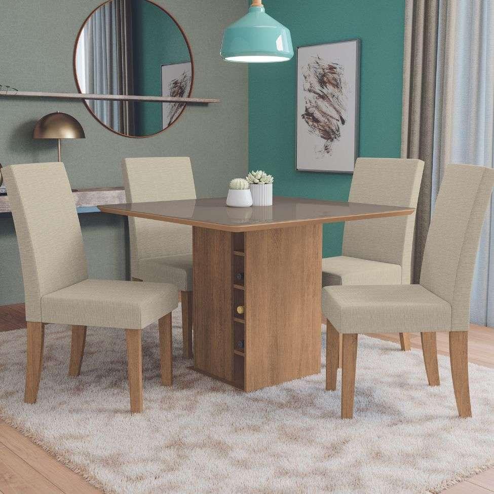 Tampo Quadrado para Mesa de Jantar com Vidro Petúnia Bronze e Freijó 105 cm - 2