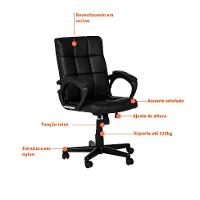 Cadeira de Escritório Diretor Giratória Charles Preta